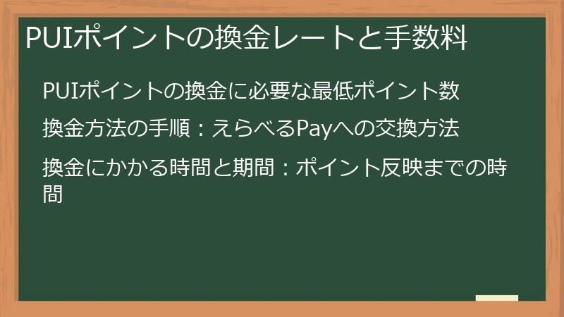 PUIポイントの換金レートと手数料