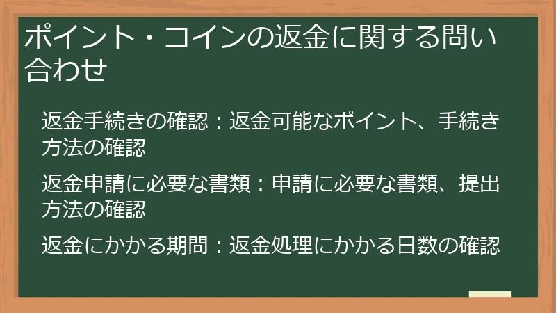 ポイント・コインの返金に関する問い合わせ
