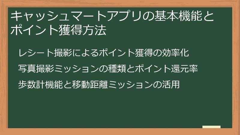 キャッシュマートアプリの基本機能とポイント獲得方法