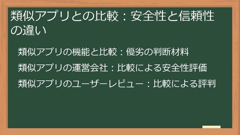類似アプリとの比較：安全性と信頼性の違い