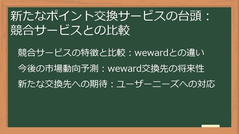 新たなポイント交換サービスの台頭：競合サービスとの比較