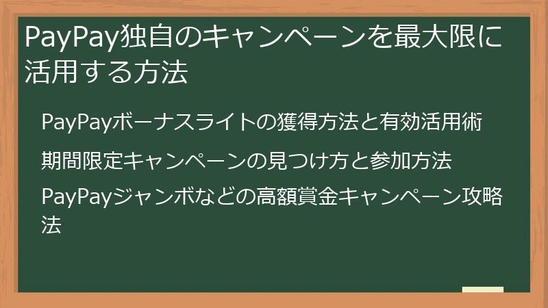 PayPay独自のキャンペーンを最大限に活用する方法