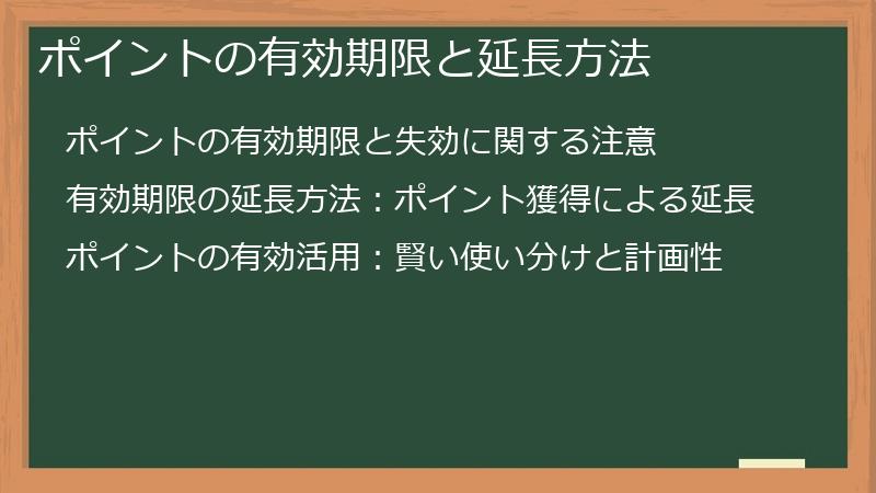 ポイントの有効期限と延長方法