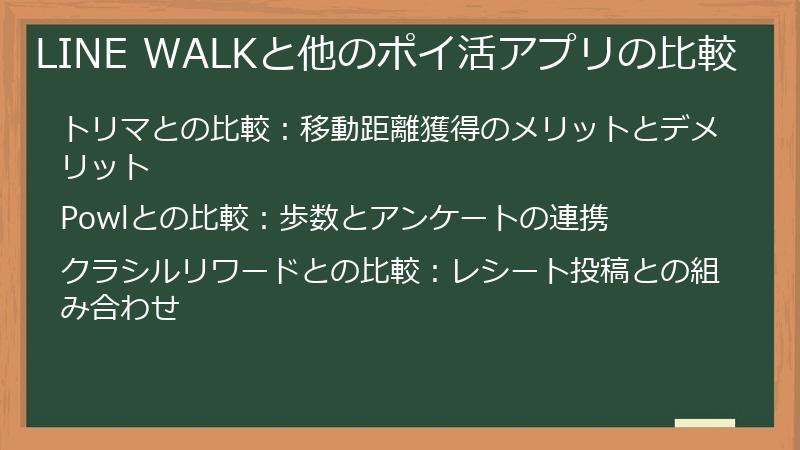 LINE WALKと他のポイ活アプリの比較