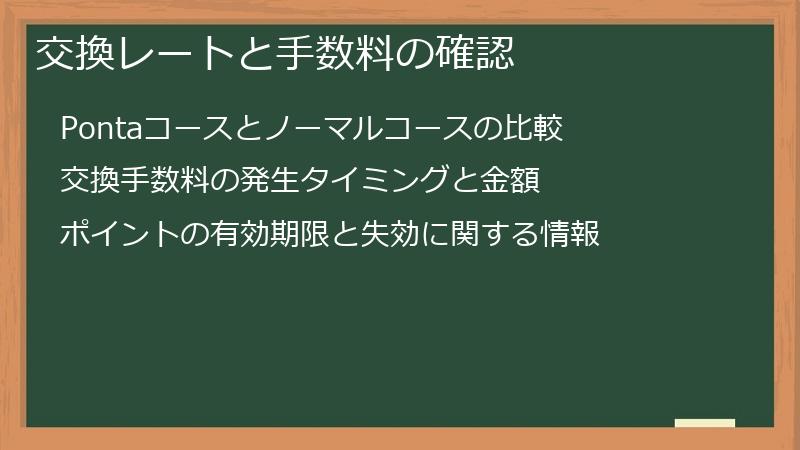交換レートと手数料の確認