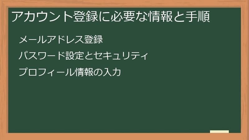 アカウント登録に必要な情報と手順
