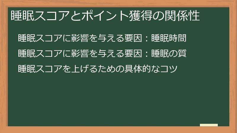 睡眠スコアとポイント獲得の関係性