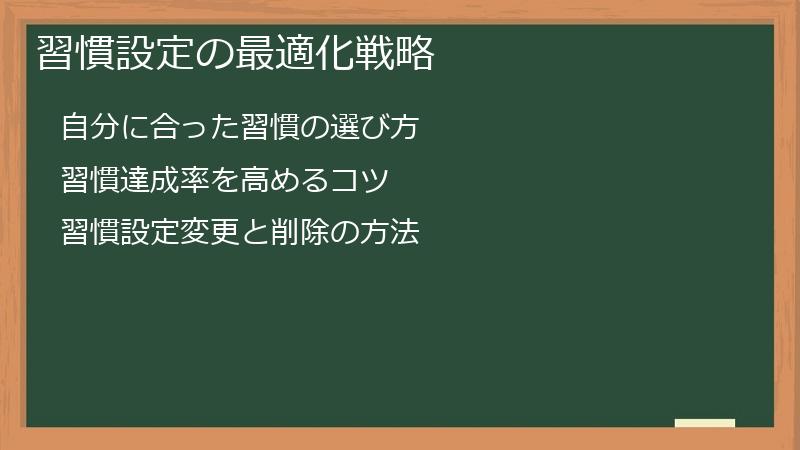 習慣設定の最適化戦略