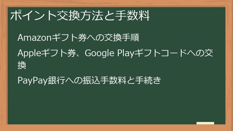 ポイント交換方法と手数料
