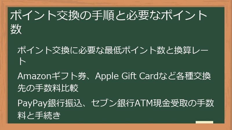 ポイント交換の手順と必要なポイント数