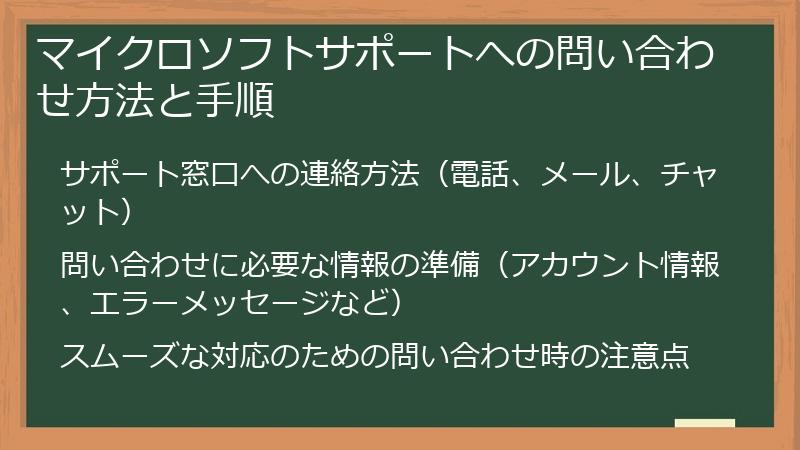 マイクロソフトサポートへの問い合わせ方法と手順