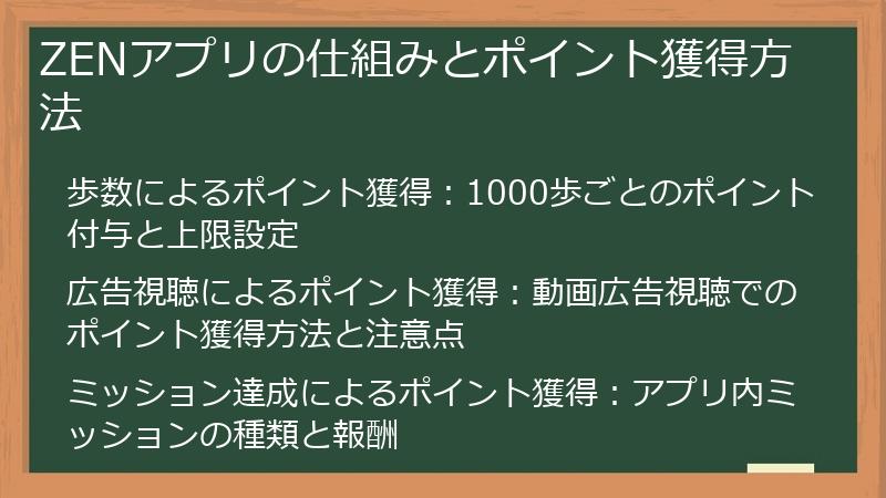 ZENアプリの仕組みとポイント獲得方法