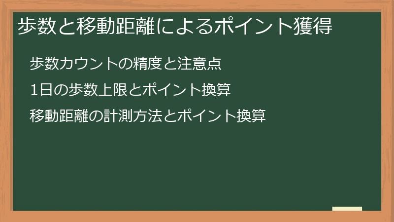 歩数と移動距離によるポイント獲得