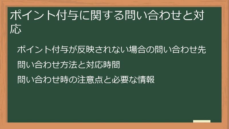 ポイント付与に関する問い合わせと対応