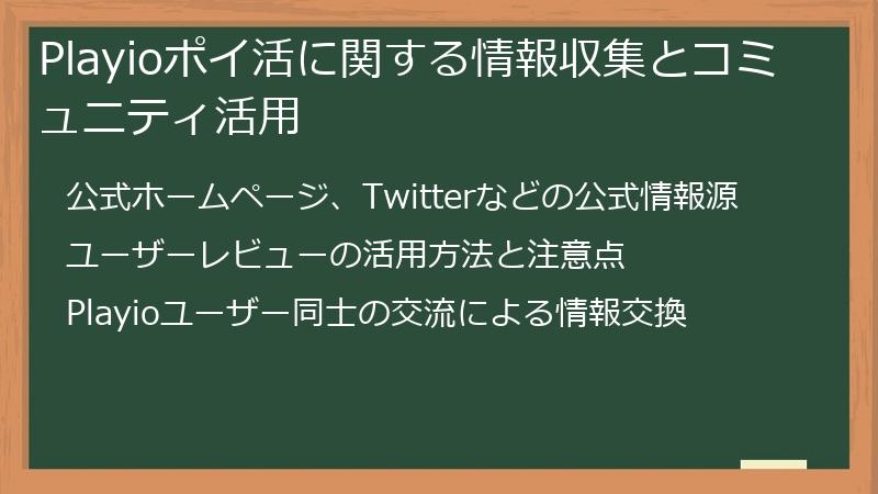 Playioポイ活に関する情報収集とコミュニティ活用