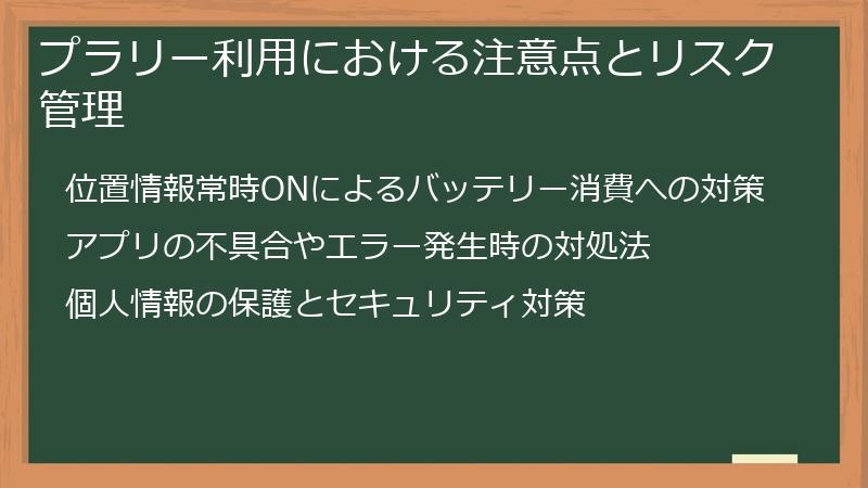 プラリー利用における注意点とリスク管理
