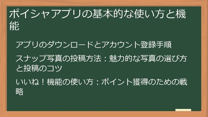 ポイシャアプリの基本的な使い方と機能