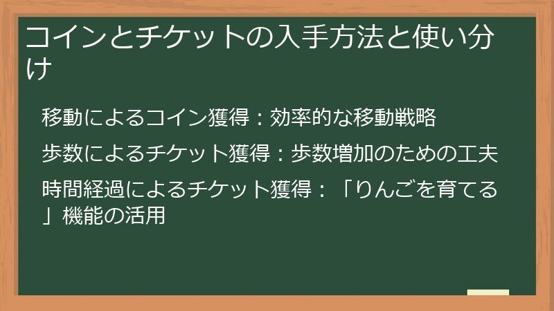 コインとチケットの入手方法と使い分け