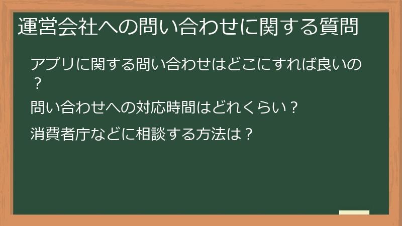 運営会社への問い合わせに関する質問
