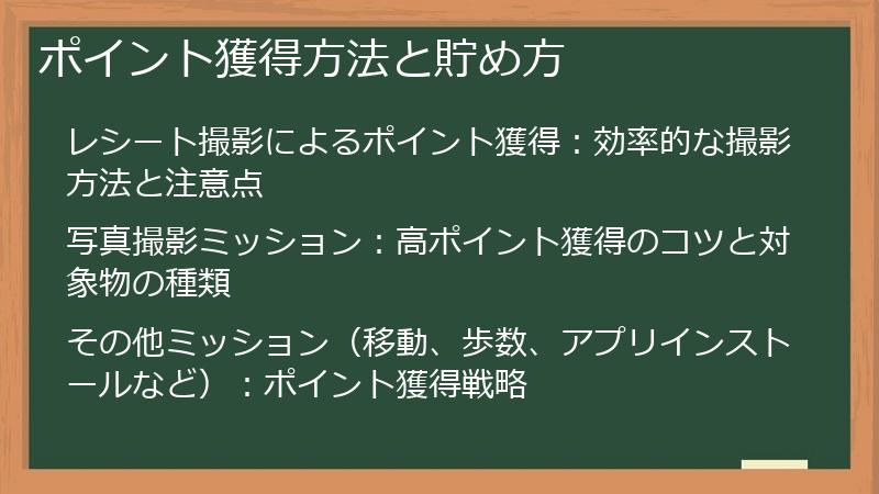 ポイント獲得方法と貯め方