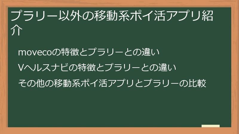 プラリー以外の移動系ポイ活アプリ紹介