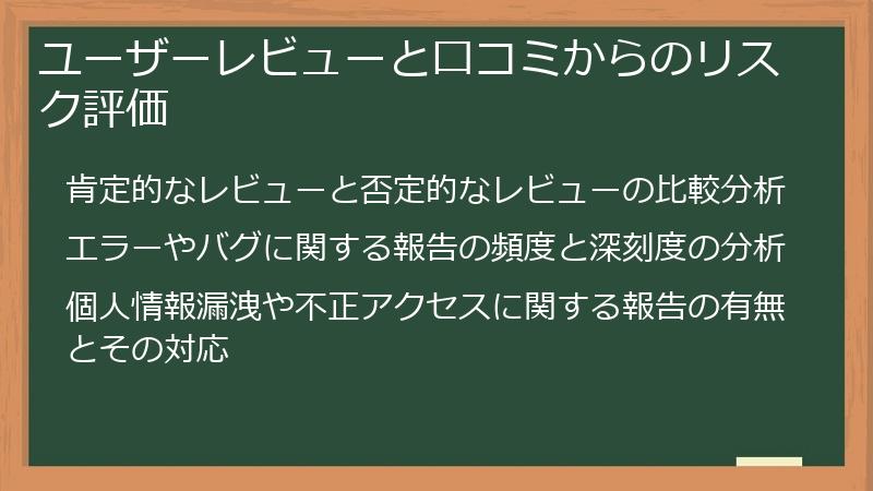ユーザーレビューと口コミからのリスク評価