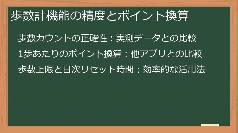歩数計機能の精度とポイント換算