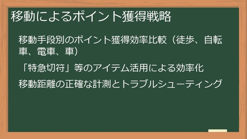 移動によるポイント獲得戦略