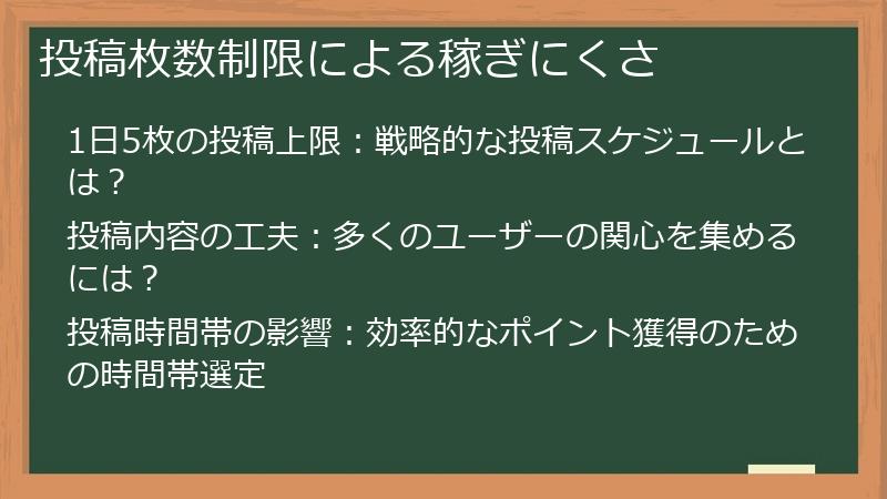 投稿枚数制限による稼ぎにくさ