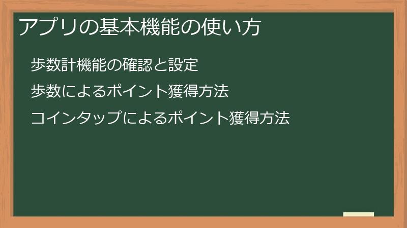 アプリの基本機能の使い方