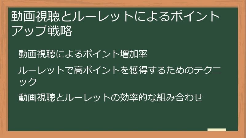 動画視聴とルーレットによるポイントアップ戦略
