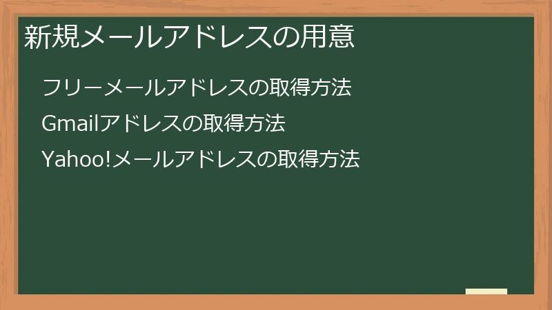 新規メールアドレスの用意