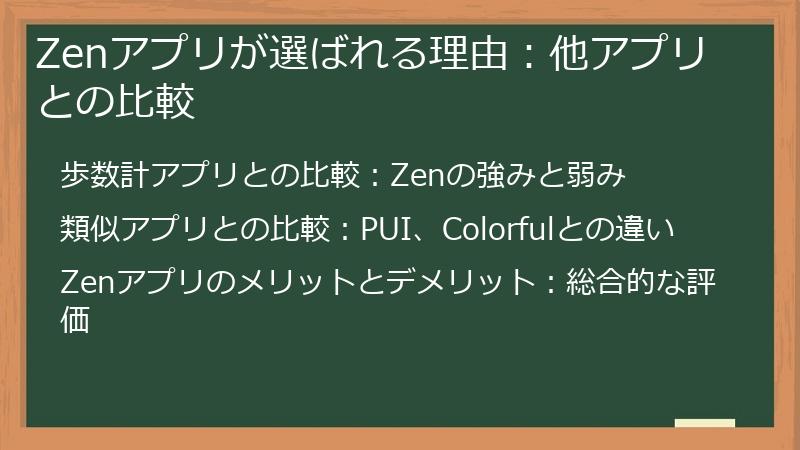 Zenアプリが選ばれる理由：他アプリとの比較