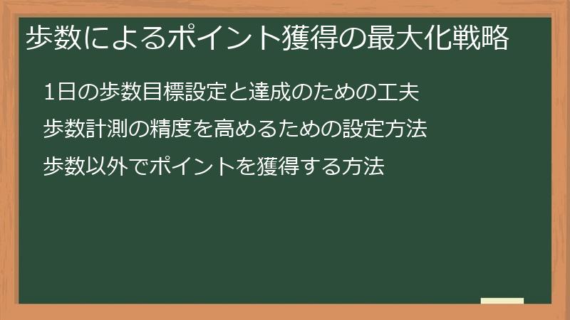 歩数によるポイント獲得の最大化戦略