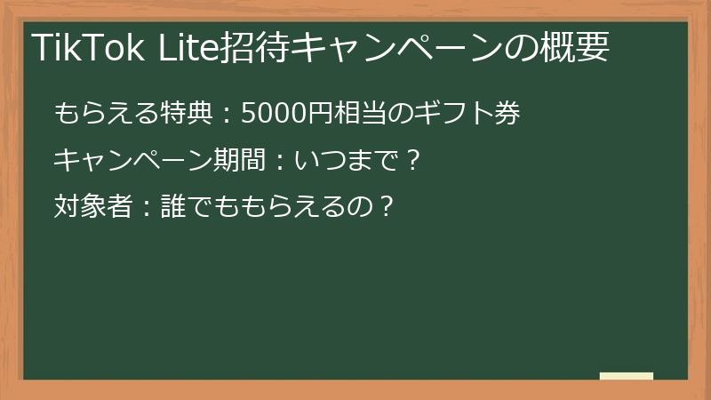 TikTok Lite招待キャンペーンの概要