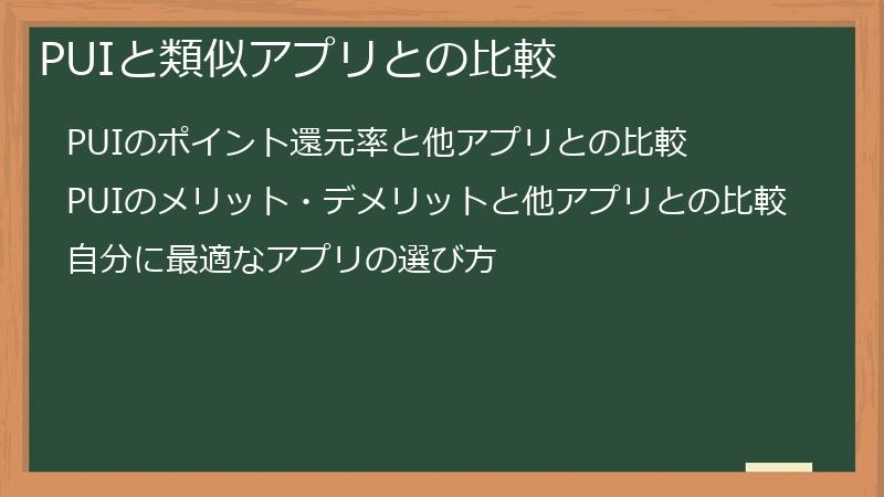 PUIと類似アプリとの比較