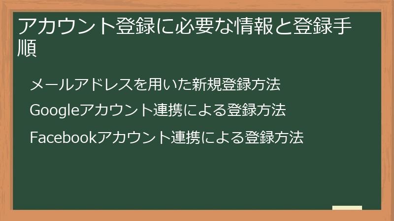 アカウント登録に必要な情報と登録手順