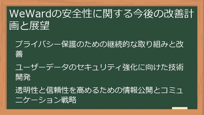 WeWardの安全性に関する今後の改善計画と展望