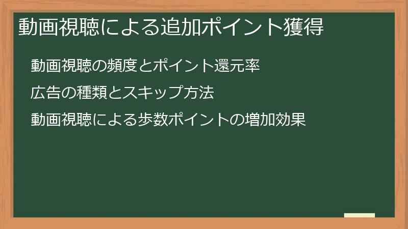 動画視聴による追加ポイント獲得