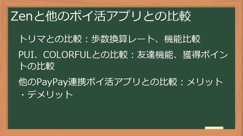 Zenと他のポイ活アプリとの比較