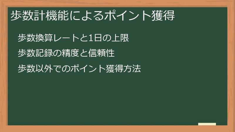 歩数計機能によるポイント獲得