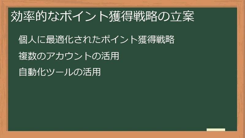 効率的なポイント獲得戦略の立案