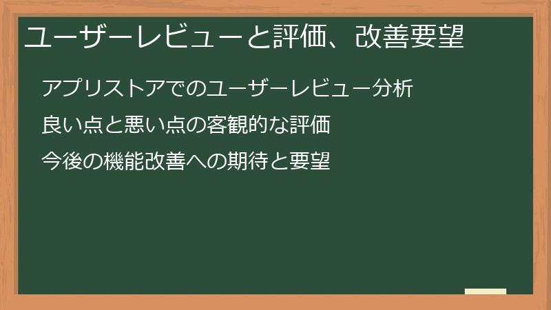 ユーザーレビューと評価、改善要望