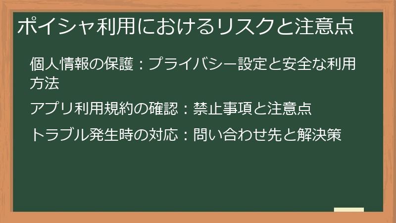 ポイシャ利用におけるリスクと注意点