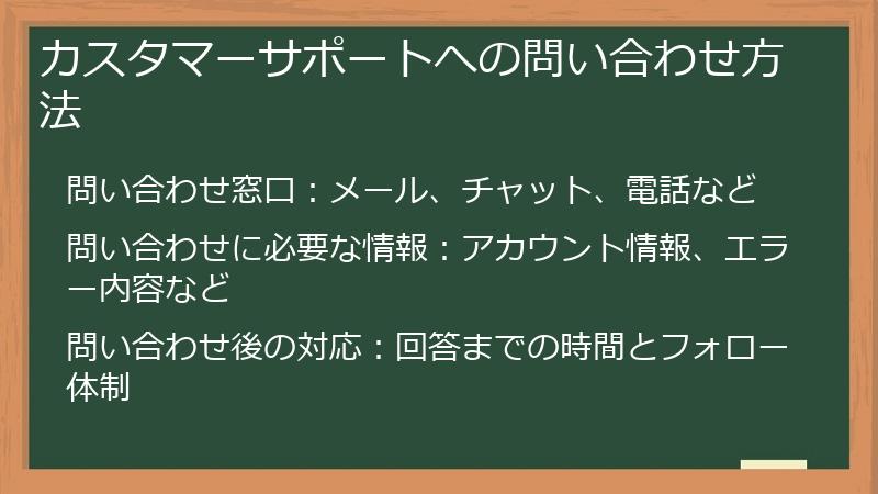 カスタマーサポートへの問い合わせ方法