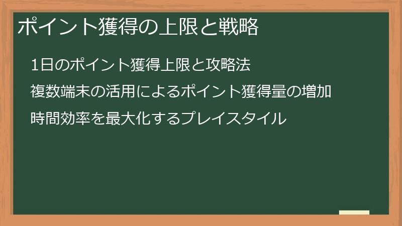 ポイント獲得の上限と戦略