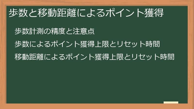 歩数と移動距離によるポイント獲得