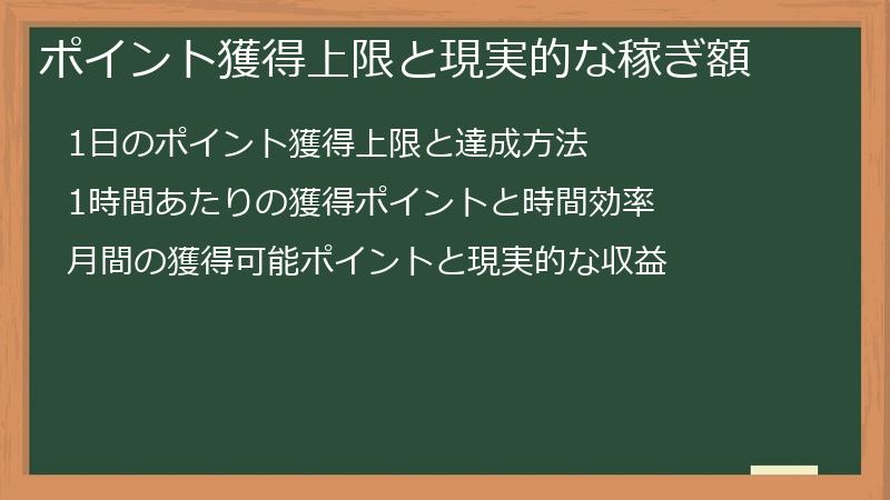 ポイント獲得上限と現実的な稼ぎ額