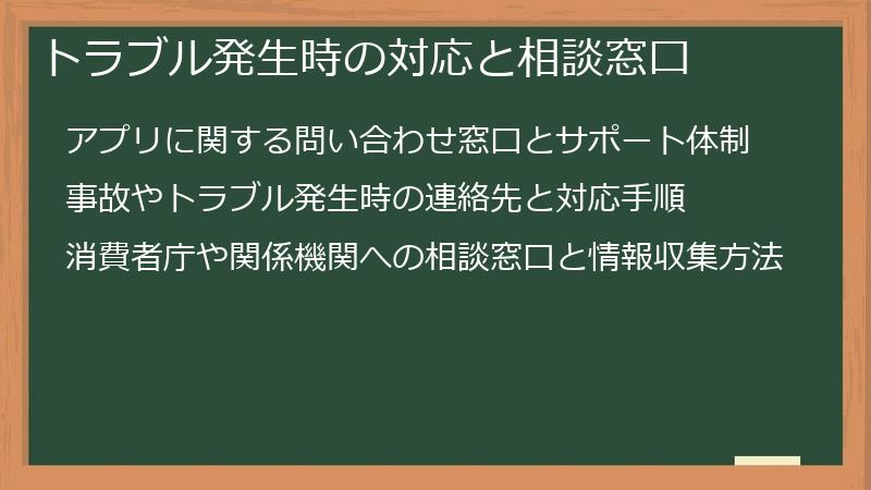 トラブル発生時の対応と相談窓口