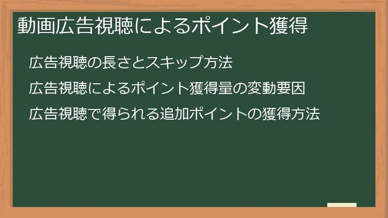 動画広告視聴によるポイント獲得